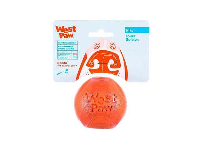 West Paw Rando (Вест Пав Рандо) іграшка для собак великий м'яч Оранжевий - Фото 1