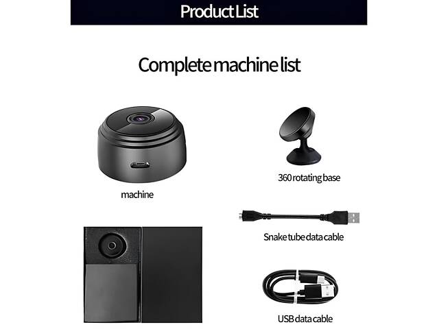 Wi-Fi камера з детектором руху. Міні-камера 1080P Full HD. Міні камера з нічною зйомкою та датчиком руху, 150° - Фото 3