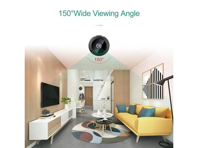 Wi-Fi камера з детектором руху. Міні-камера 1080P Full HD. Міні камера з нічною зйомкою та датчиком руху, 150° - Фото 4