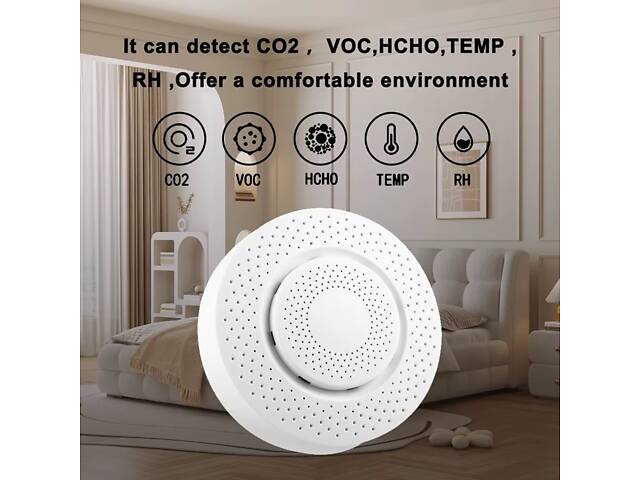 Wi-Fi датчик аналізатора якості повітря за 5 параметрами Smart air box 01-Z, Tuya smart life app. - Фото 3