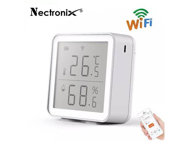 Wifi термометр гігрометр кімнатний з датчиком температури і вологості Nectronix TRD02-01A, додаток Tuya для Android і IOS - Фото 1