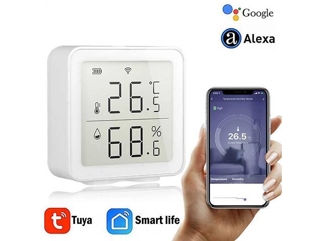 Wifi термометр гігрометр кімнатний з датчиком температури і вологості Nectronix TRD02-01A, додаток Tuya для Android і IOS - Фото 3