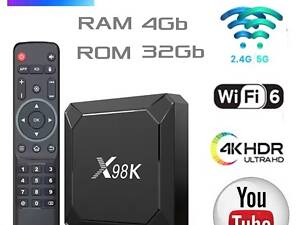 X98K 4Гб 32Гб RK3528 Смарт ТВ Приставка Android 13 WiFi 6 + Телебачення + Фільми