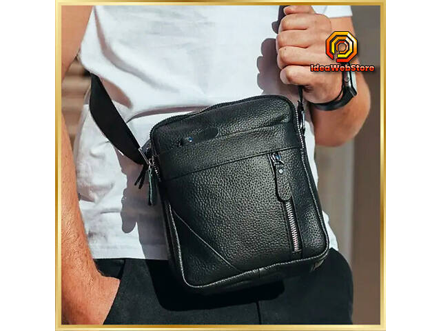 Якісна чоловіча сумка з натуральної шкіри, сумка месенджер, барсетка шкіряна, сумка Tiding Bag - Фото 1