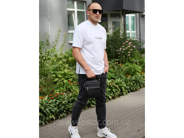 Качественная мужская сумка из натуральной кожи, сумка мессенджер, кожаная барсетка. - Фото 6