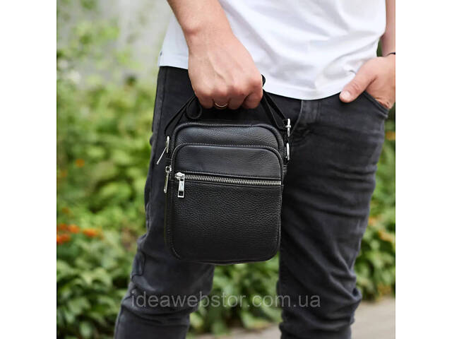 Качественная мужская сумка из натуральной кожи, сумка мессенджер, кожаная барсетка. - Фото 7