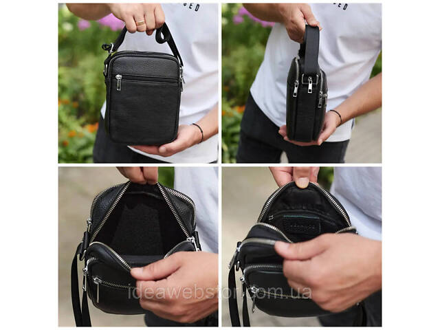 Качественная мужская сумка из натуральной кожи, сумка мессенджер, кожаная барсетка. - Фото 8