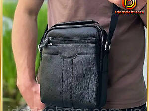 Якісна чоловіча сумка з натуральної шкіри, сумка месенджер, барсетка шкіряна, сумка Tiding Bag 73957