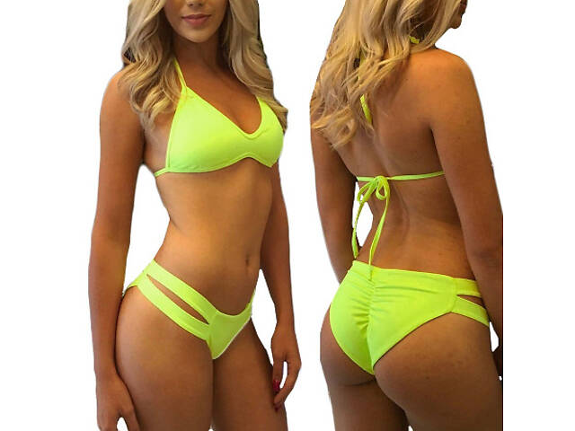 Яскравий однотонний молодіжний купальник ISHOWTIENDA Жовтий - Фото 1