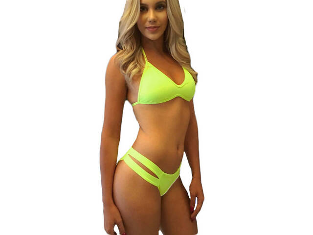 Яскравий однотонний молодіжний купальник ISHOWTIENDA Жовтий - Фото 3