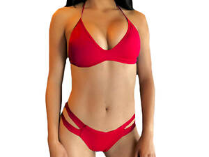 Яскравий однотонний молодіжний купальник ISHOWTIENDA Червоний XXXL