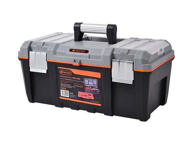Ящик 530x270x250мм для інструментів з металевими застібками пластиковий [INSBXBXP3320316PT0] Tactix - Фото 1