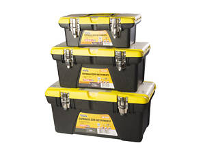 Ящики для інструменту MASTERTOOL комплект 3 шт 13'+16'+19' знімні органайзери металеві замки (79-2313/2316/2319) 7