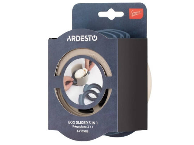 Яйцерезка Ardesto Gemini, нержавіюча сталь, пластик, сіро-синій (AR1052B) - Фото 7