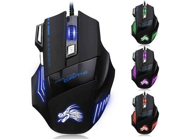 Ігрова комп`ютерна мишка з підсвічуванням. Дротова комп`ютерна мишка 5500 DPI, 7 кнопок - Фото 1