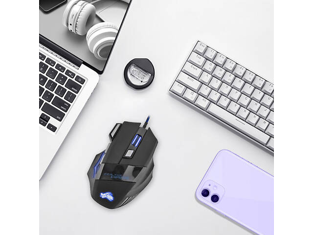 Ігрова комп`ютерна мишка з підсвічуванням. Дротова комп`ютерна мишка 5500 DPI, 7 кнопок - Фото 5