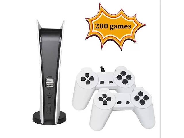 Ігрова консоль ретроприставка для телевізора Dendy Game Station GS5 200 ігор 8 Bit - Фото 1