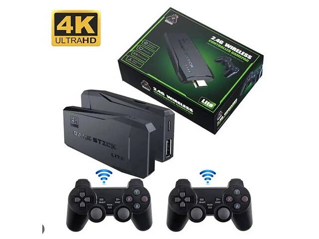 Ігрова приставка M8 64 gb Mini Game Stick 4K HDMI + 2 бездротові джойстики, консоль для телевізора - Фото 1