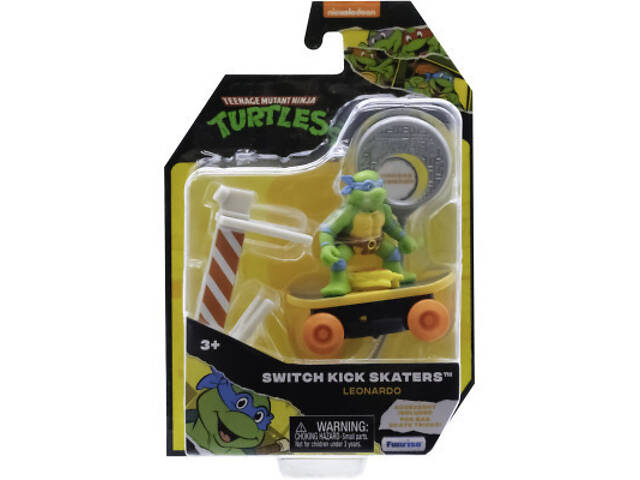 Ігровий набір Funrise TMNT Черепашки-ніндзя класичні Скейтбордист з лаунчером Леонардо (71040) - Фото 1
