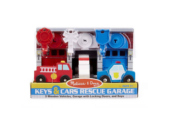 Ігровий набір Melissa&Doug Дерев'яний гараж рятувальних машин з ключами (MD4607) - Фото 2