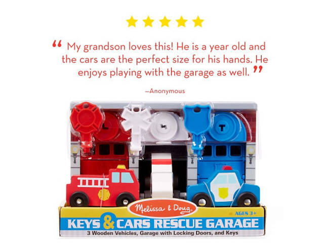 Ігровий набір Melissa&Doug Дерев'яний гараж рятувальних машин з ключами (MD4607) - Фото 4