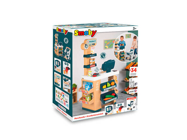 Ігровий набір Smoby Інтерактивний маркет з візком, звук. ефектом, аксесуарами 48,9 х 38,5 х 89,6 см (350238) - Фото 2
