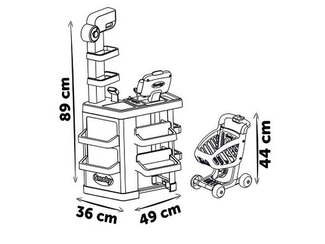Ігровий набір Smoby Інтерактивний маркет з візком, звук. ефектом, аксесуарами 48,9 х 38,5 х 89,6 см (350238) - Фото 3
