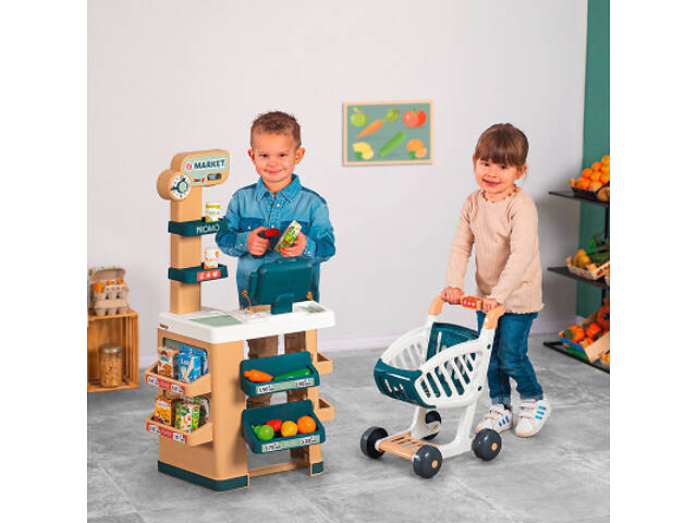 Ігровий набір Smoby Інтерактивний маркет з візком, звук. ефектом, аксесуарами 48,9 х 38,5 х 89,6 см (350238) - Фото 4