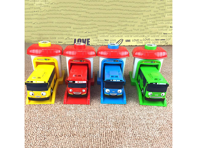 Ігровий набір з 4 автобусів RESTEQ — різнокольорові іграшкові автобуси з очима, натхненні мультфільмом Тайо, в під - Фото 2