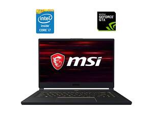 Ігровий ноутбук Б-класу MSI GS65 Stealth 9SD / 15,6' (1920x1080) IPS / Intel Core i7-9750H (6 (12) ядра по 2,6 - 4,5 ГГц) / 16 ГБ DDR4 / 512 ГБ SSD / nVidia GeForce GTX 1660 Ti, 6 ГБ GDDR6, 192-біт /