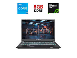 Ігровий ноутбук Gigabyte G5 KF5 RC555 / 15.6' (1920x1080) IPS / Intel Core i5-13500H (12 (16) ядер по 3,5 - 4,7 ГГц) / 16 ГБ DDR5 / 5240 ГБ SSD / nVidia GeForce RTX 4060, 8 ГБ GDDR6, 128-bit / WebCam