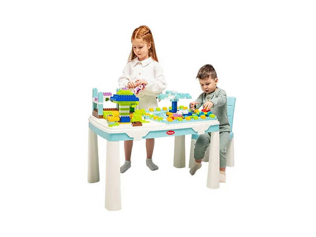 Ігровий столик з накладкою стільчик та конструктор 04660/7 Doloni бірюзовий - Фото 5