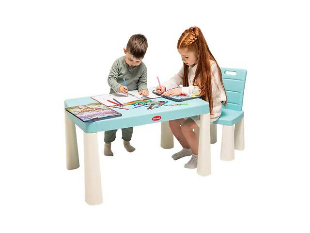 Ігровий столик з накладкою стільчик та конструктор 04660/7 Doloni бірюзовий - Фото 6
