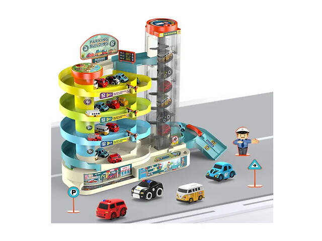 Игрушечный паркинг на 6 машинок с автоматическим лифтом 55-42A - Фото 2