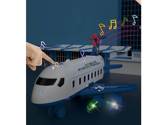 Іграшковий поліцейський літак RESTEQ — інтерактивна база-трансформер зі світлом, звуком, машинками та аксесуарами - Фото 5