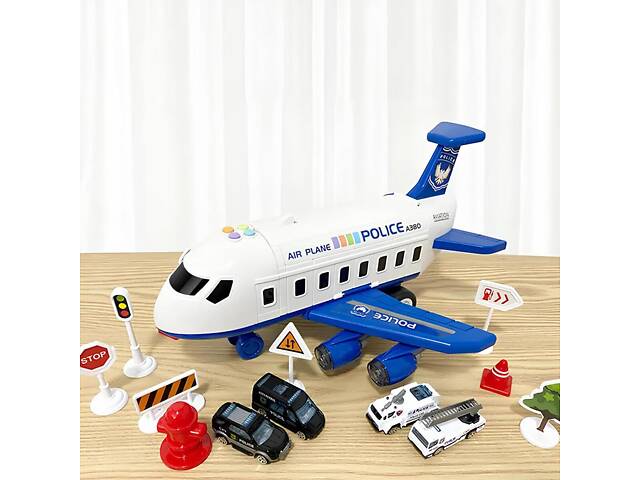 Іграшковий поліцейський літак RESTEQ — інтерактивна база-трансформер зі світлом, звуком, машинками та аксесуарами - Фото 8
