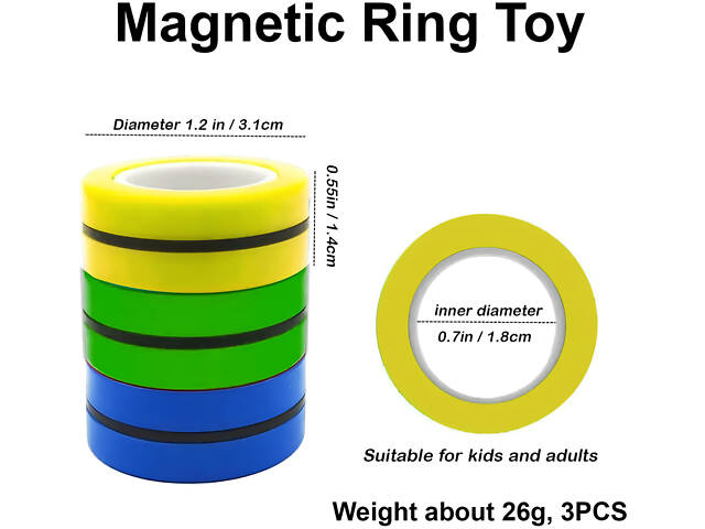 Іграшка-антистрес Магнітні кільця RESTEQ — набір з 3 кілець з магнітом для трюків, фокусів та зняття напруги - Фото 3