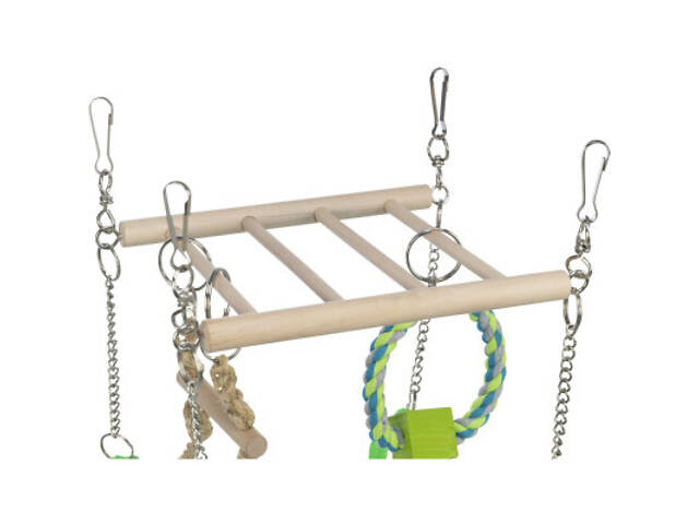 Іграшка для гризунів Trixie Підвісний міст Гамак з іграшками Дерево та мотузка 17 х 22 х 15 см (4011905062983) - Фото 2
