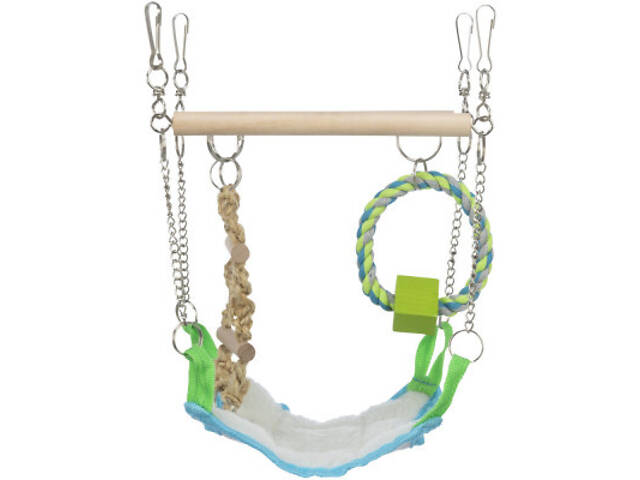 Іграшка для гризунів Trixie Підвісний міст Гамак з іграшками Дерево та мотузка 17 х 22 х 15 см (4011905062983) - Фото 4