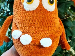Іграшка Монстр 32 см м'яка в'язана помаранчевий ручна робота