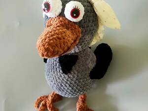 Іграшка Ворона пташка м'яка в'язана ручна робота подарунок Handmade