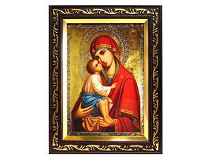 Ікона в рамці Діва Марія Пресвята Богородиця 7х10см вишнева із золотим візерунком, багет 1511А-х054-2