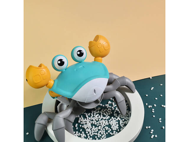 Інтерактивна іграшка Краб зі звуковими, світловими ефектами та детектором перешкод 23х14 см, блакитний - Фото 2