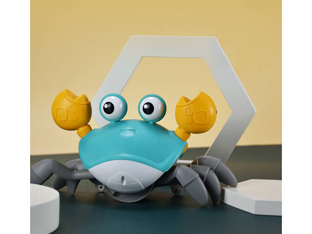 Інтерактивна іграшка Краб зі звуковими, світловими ефектами та детектором перешкод 23х14 см, блакитний - Фото 4