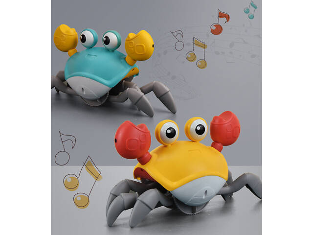 Інтерактивна іграшка Краб зі звуковими, світловими ефектами та детектором перешкод 23х14 см, блакитний - Фото 5