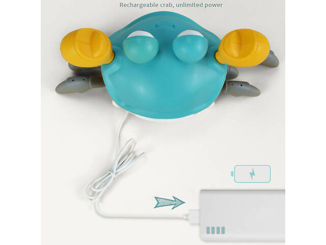 Інтерактивна іграшка Краб зі звуковими, світловими ефектами та детектором перешкод 23х14 см, блакитний - Фото 6