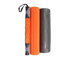 Йога роллер-набор PowerPlay 4022 3 в 1 Черно-оранжевый (PP_4022)