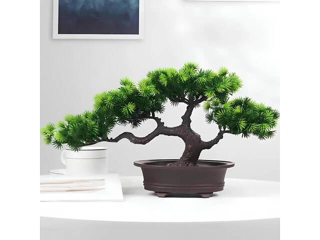 Штучна композиція Бонсай RESTEQ — декоративне дерево в горщику для інтер'єру, 20х40 см - Фото 1