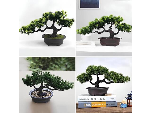 Штучна композиція Бонсай RESTEQ — декоративне дерево в горщику для інтер'єру, 20х40 см - Фото 4