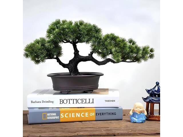 Штучна композиція Бонсай RESTEQ — декоративне дерево в горщику для інтер'єру, 20х40 см - Фото 6